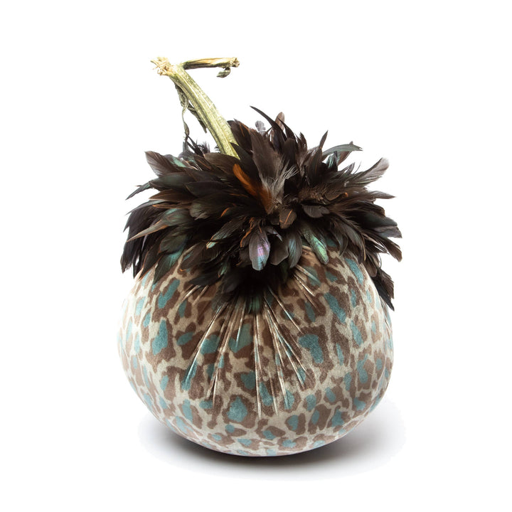 Greige Leopard w/ Bronze Feather Collar