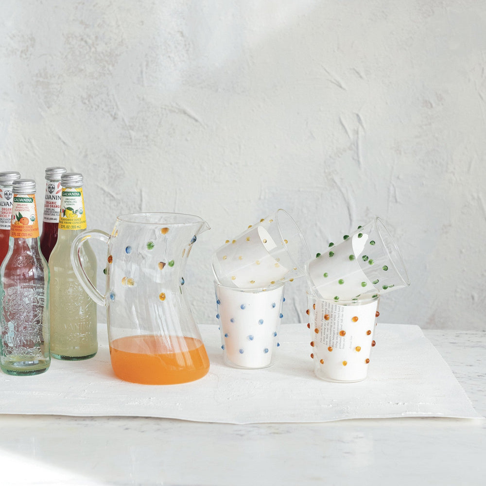 42 oz. Handmade Glass Organic Shaped Pitcher with Raised Dots - Something Splendid Co.