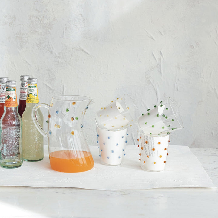 42 oz. Handmade Glass Organic Shaped Pitcher with Raised Dots - Something Splendid Co.
