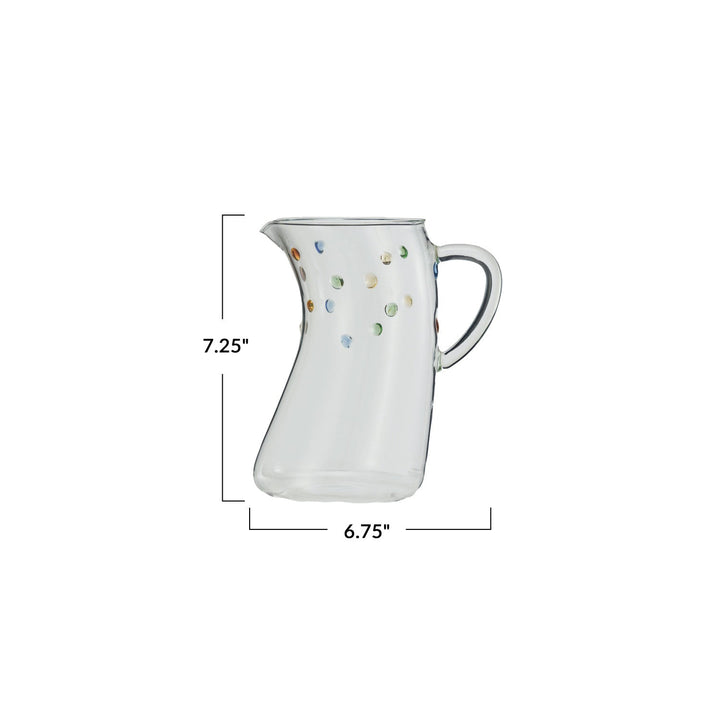 42 oz. Handmade Glass Organic Shaped Pitcher with Raised Dots - Something Splendid Co.