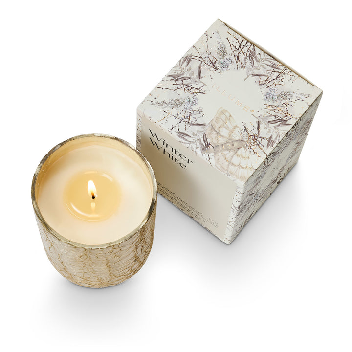 Winter White Small Boxed Crackle Glass Candle, view 3