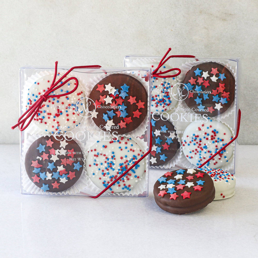 4pc Chocolate Covered Cookies - Americana Decorated - Something Splendid Co.