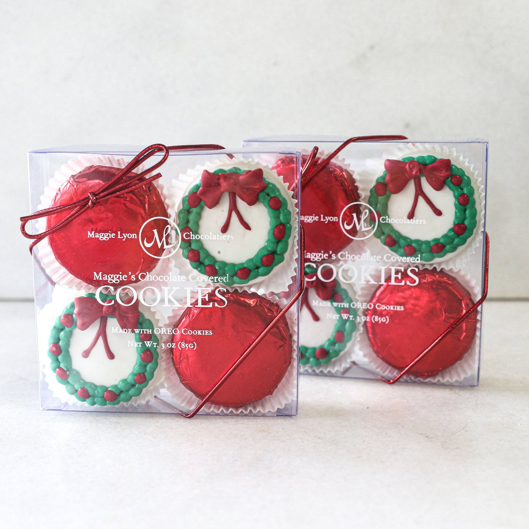 4pc Holiday Chocolate Covered Cookies - Wreath - Something Splendid Co.