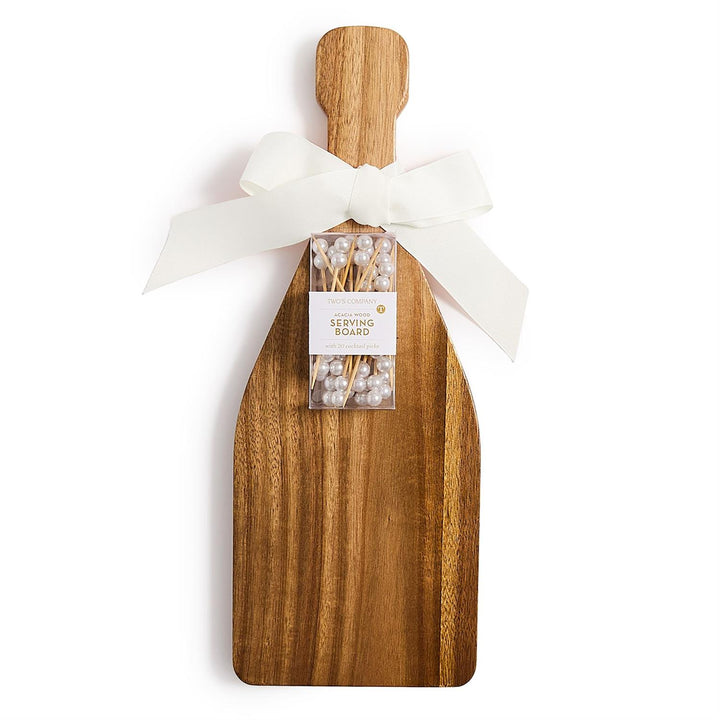 Champagne Bottle Serving Board with 20 Pearl Picks