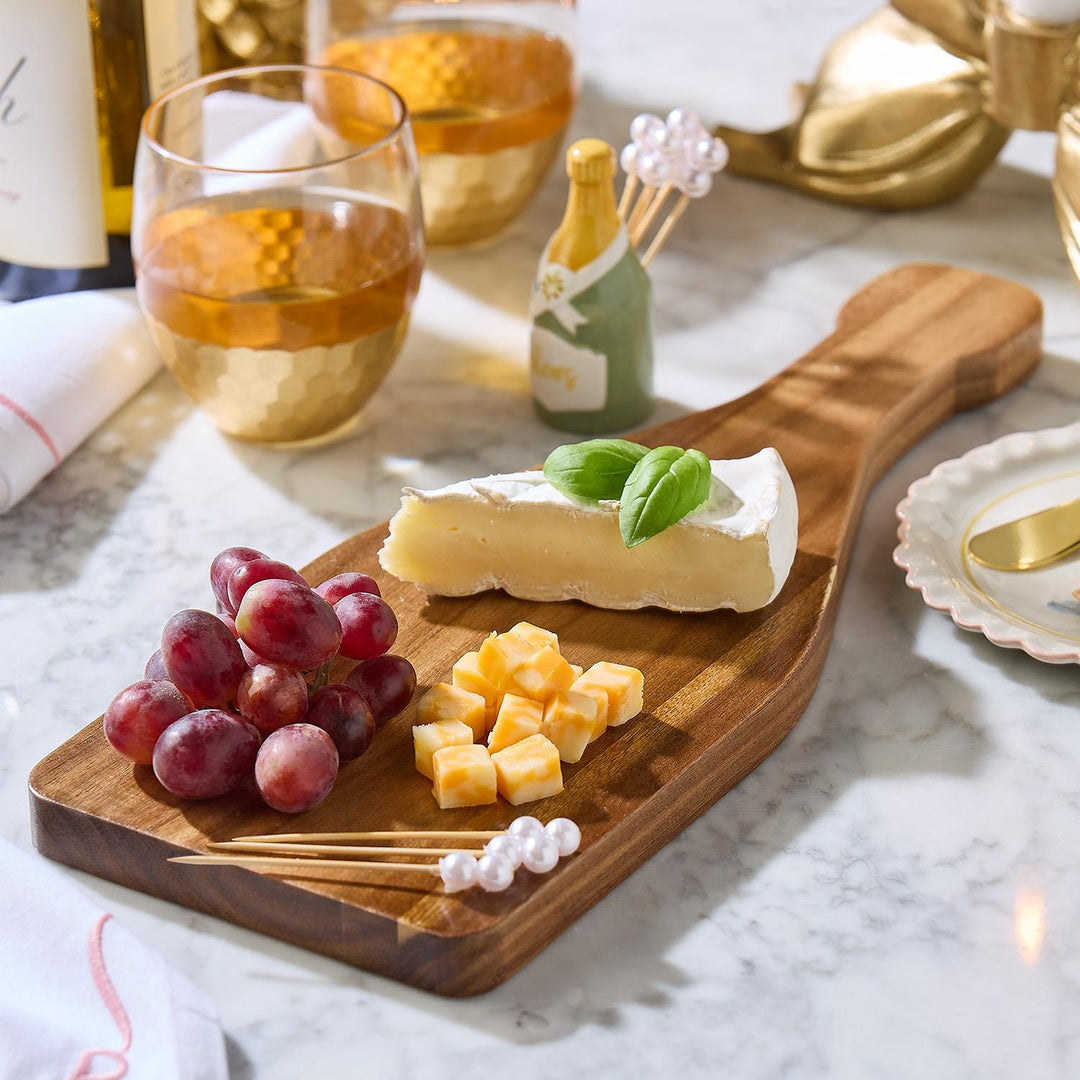 Champagne Bottle Serving Board with 20 Pearl Picks