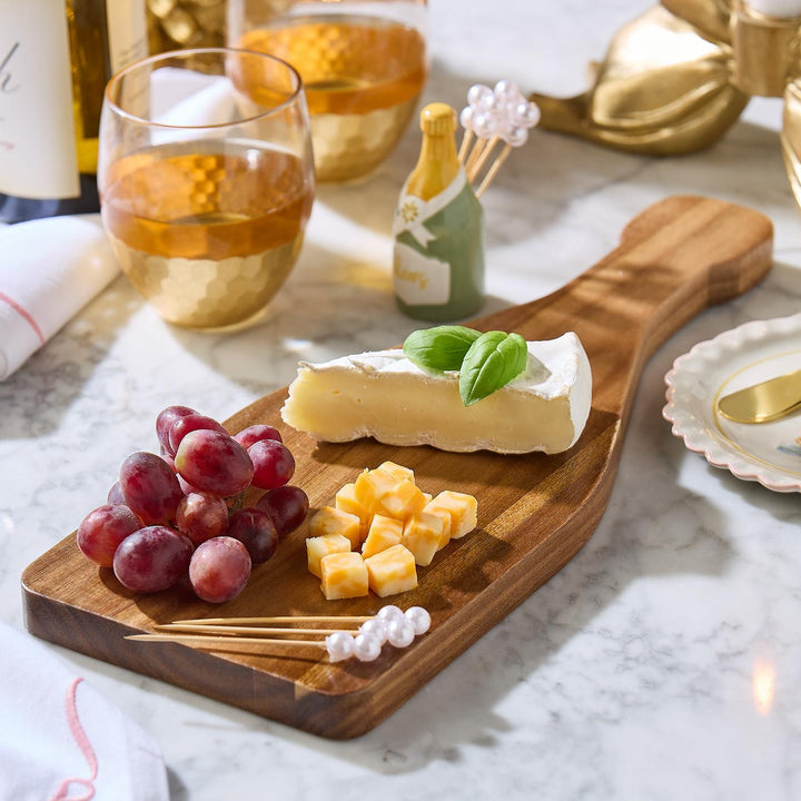 Champagne Bottle Serving Board with 20 Pearl Picks