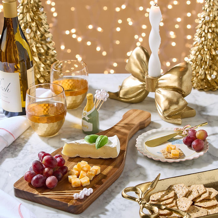 Champagne Bottle Serving Board with 20 Pearl Picks