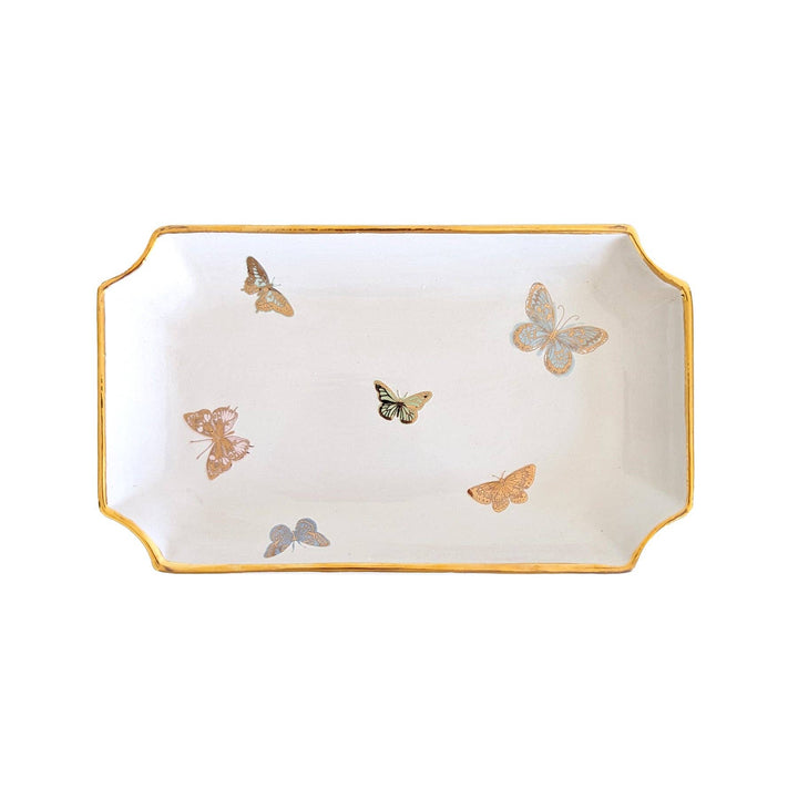 Gilded Butterflies Trays with 22K Gold Accent - Medium