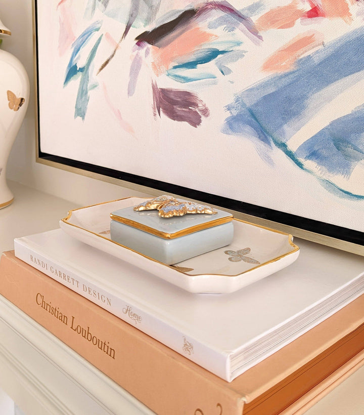 Gilded Butterflies Trays with 22K Gold Accent - Medium