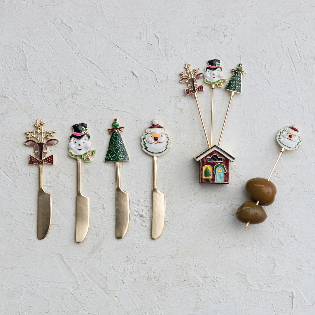 5"L Zinc Alloy Canape Knife w/ Enameled Holiday Icon Handle, 4 Styles - Something Splendid Co.