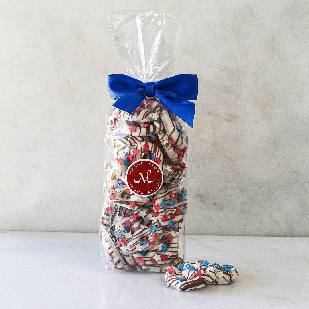 5oz White Chocolate Covered Pretzels - Americana Decorations - Something Splendid Co.
