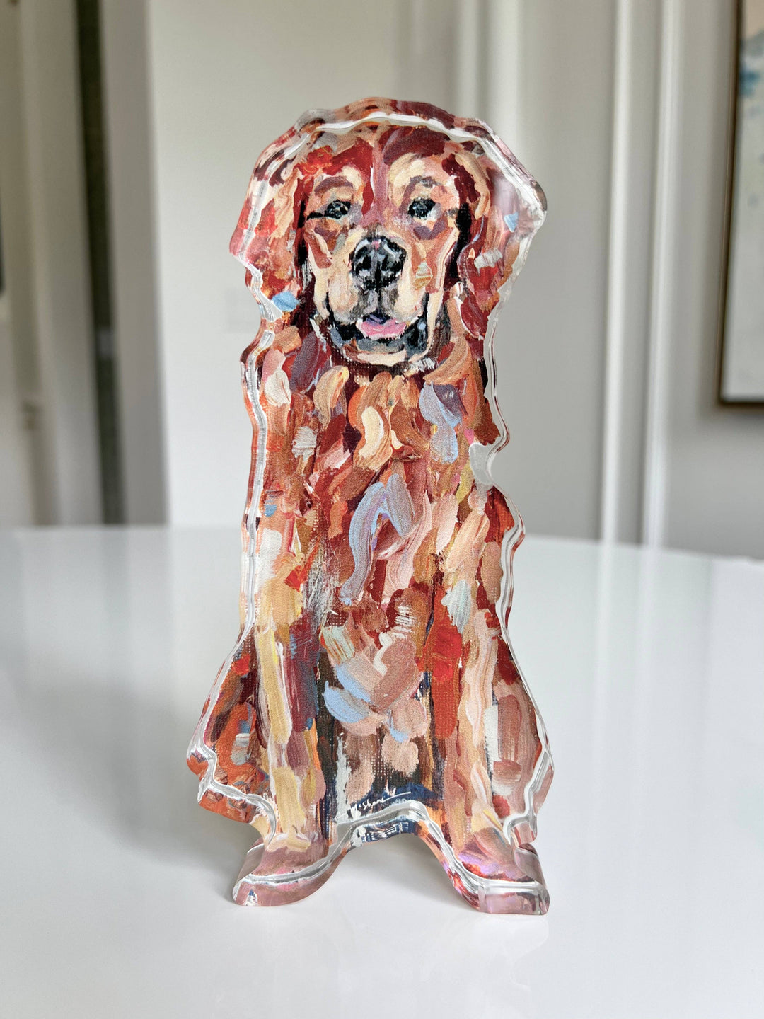 Mini Golden Retriever Red Acrylic Block