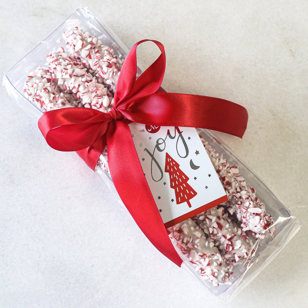 6pc White Chocolate Covered Pretzel Rods with Peppermint - Something Splendid Co.