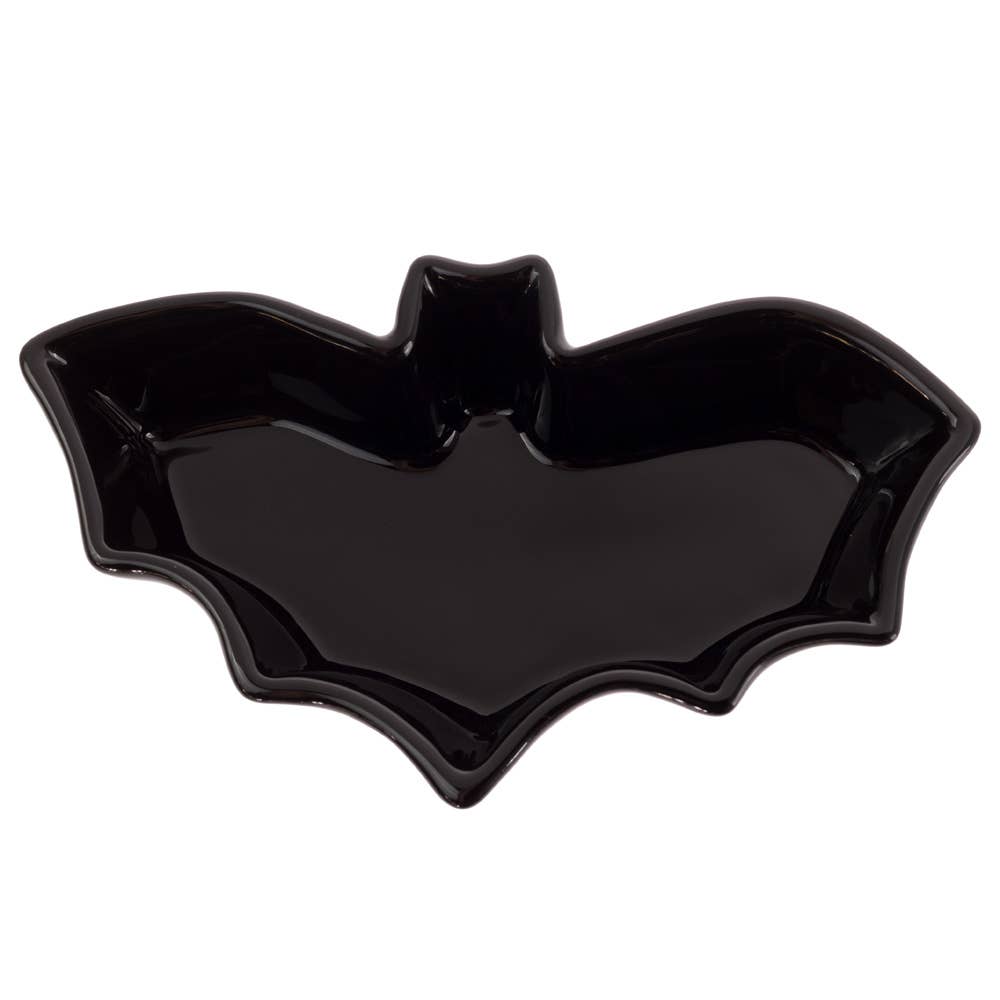 7.5" Long Halloween Bat Shaped Ceramic Bowl Halloween Décor - Something Splendid Co.