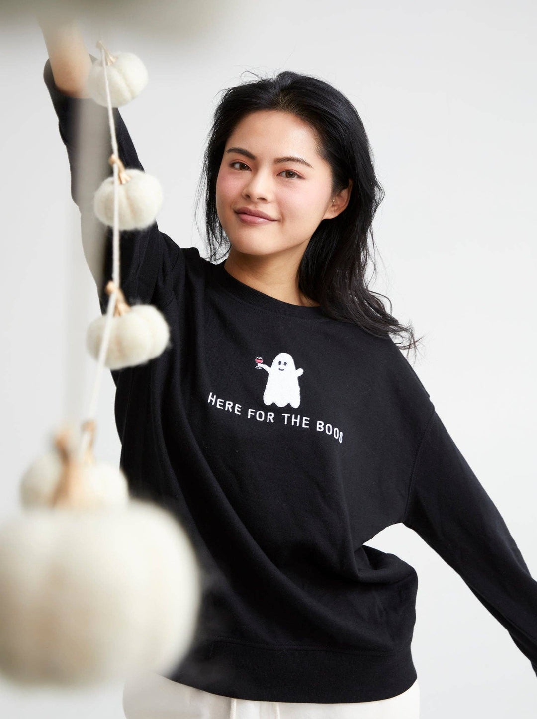 "HERE FOR THE BOOS" SWEATSHIRT, BLACK