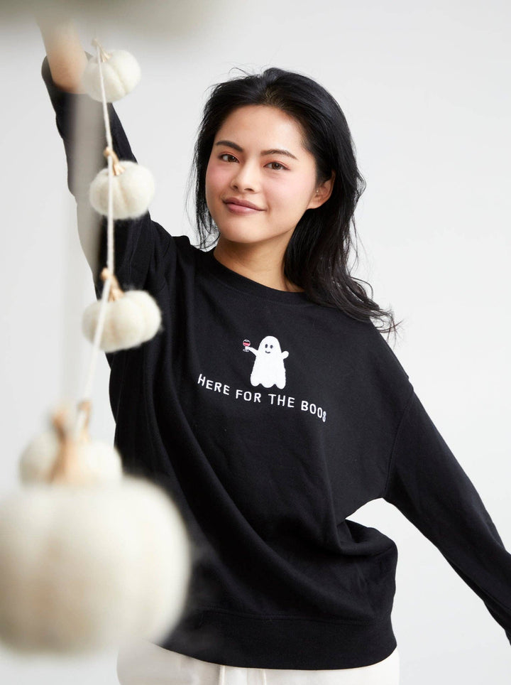 "HERE FOR THE BOOS" SWEATSHIRT, BLACK
