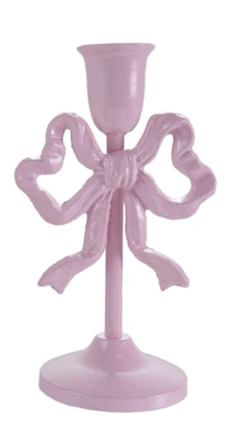 8" Cast Iron Bow Taper Holder, Red & Pink - Something Splendid Co.