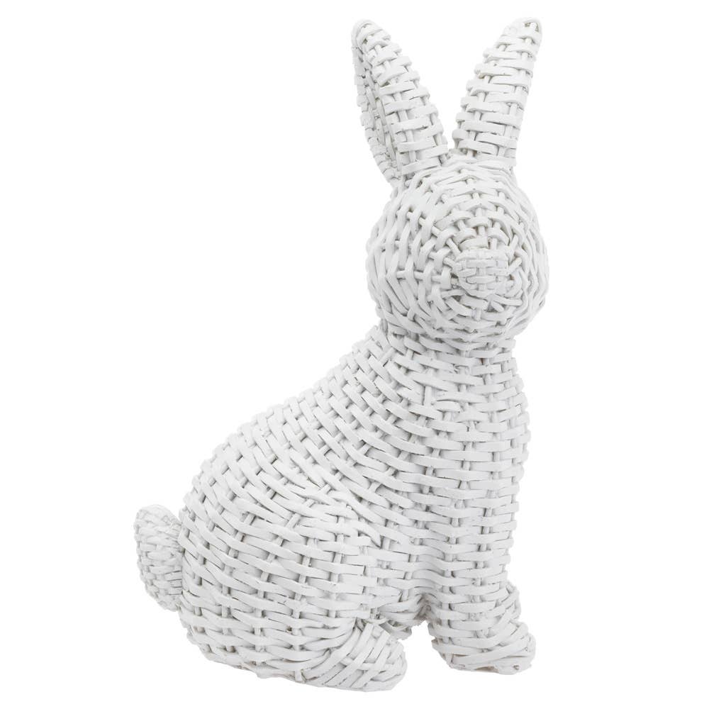 8" Tall White Wicker Sitting Bunny - Something Splendid Co.