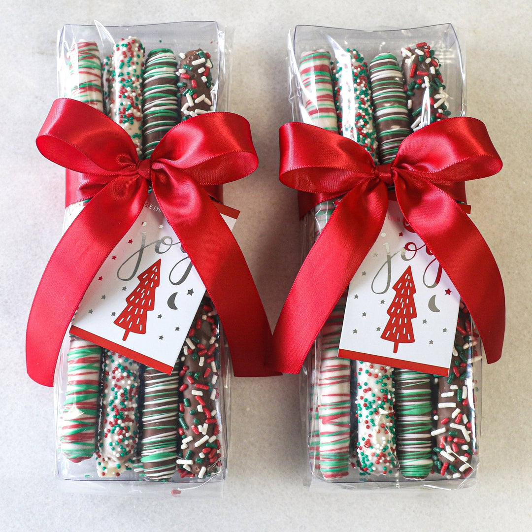 8pc Holiday Milk & White Chocolate Covered Pretzel Rods - Something Splendid Co.