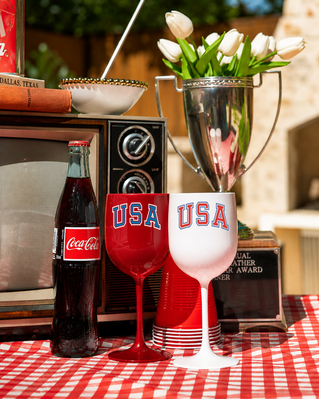 USA Wine Glass - Red