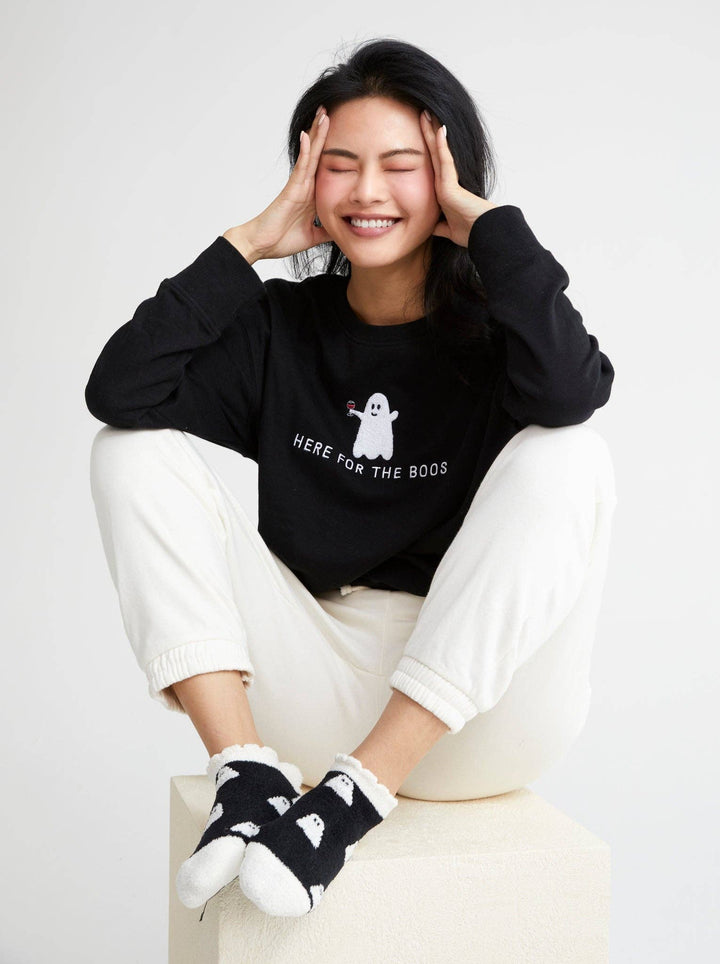 "HERE FOR THE BOOS" SWEATSHIRT, BLACK