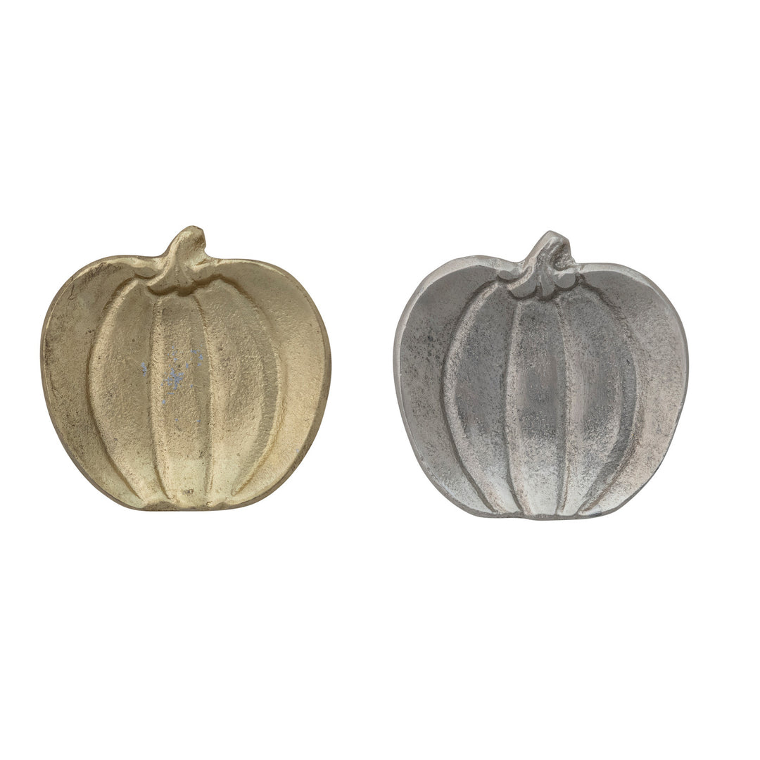 Cast Aluminum Pumpkin Shaped Dish, 2 Finishes