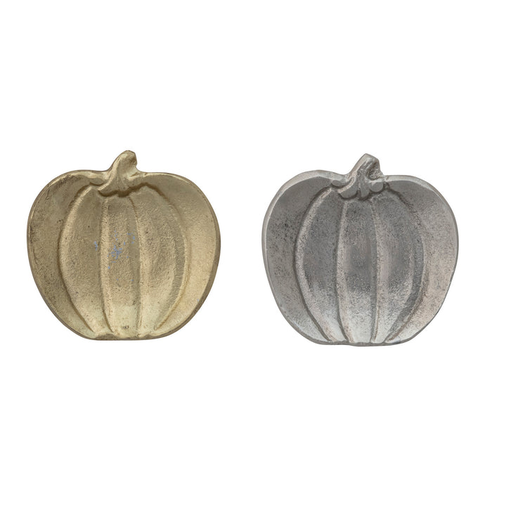 Cast Aluminum Pumpkin Shaped Dish, 2 Finishes