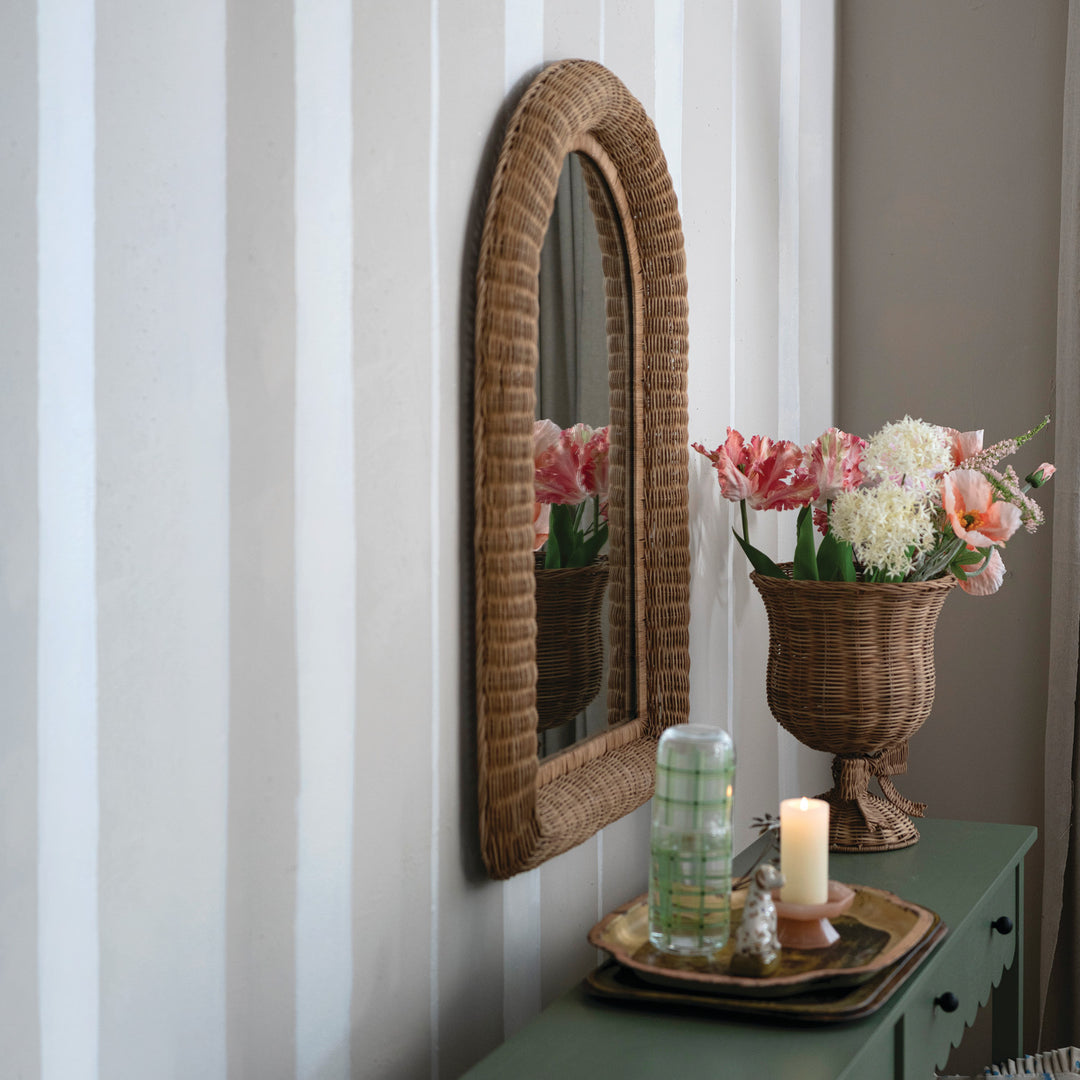 Hand-Woven Rattan Urn with Bow, view 3