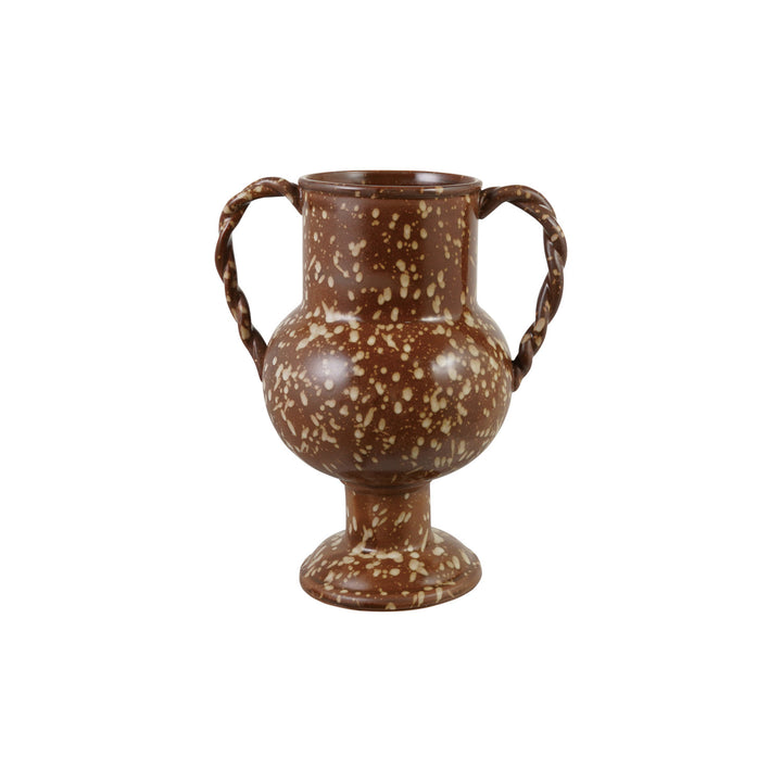 Speckled Stoneware Urn with Twisted Handles