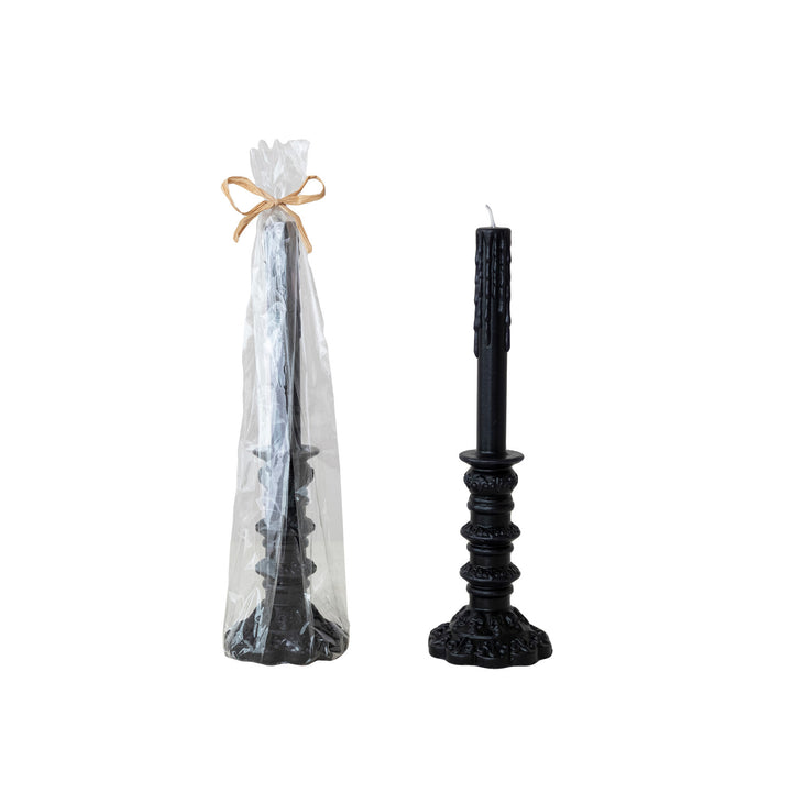 Unscented Taper Holder Shaped Candle, Black