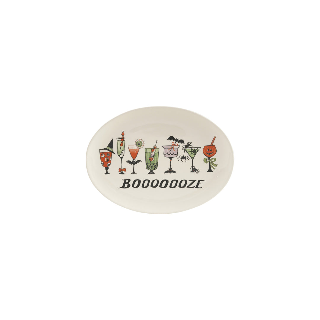 Stoneware Platter with Halloween Cocktails "Booooooze"