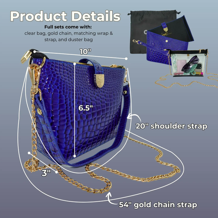 Caitie G Signature Bag - Royal Blue Alligator