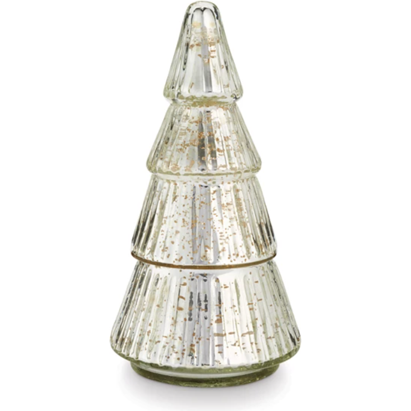 Balsam & Cedar Etched Mercury Glass Tree Candle