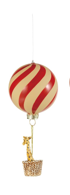 Striped Hot Air Balloon Ornament with Animal, view 3