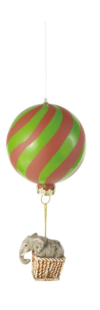 Striped Hot Air Balloon Ornament with Animal, view 5