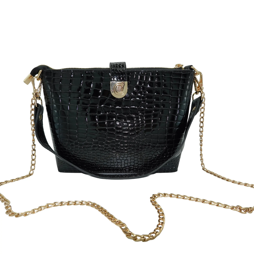 Caitie G Signature Bag - Black Alligator