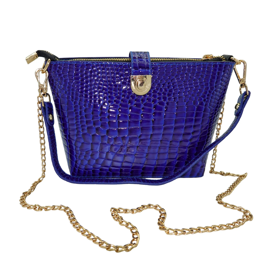 Caitie G Signature Bag - Royal Blue Alligator