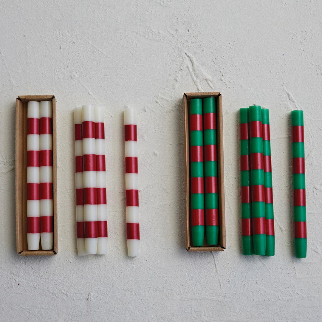 10"H Unscented Taper Candles w/ Stripes in Box, Set of 2 (Approximate Burn Time 15 Hours), view 3