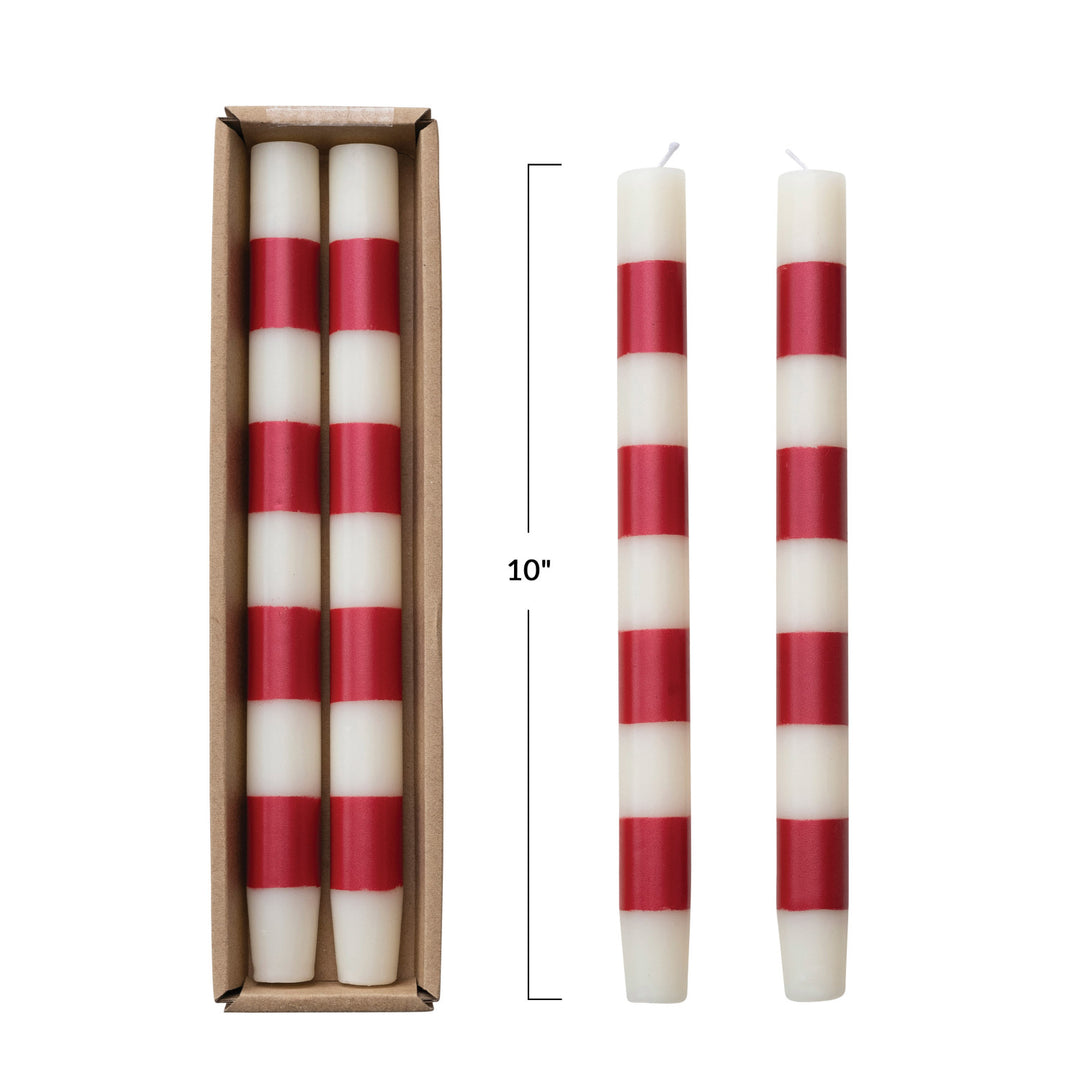 10"H Unscented Taper Candles w/ Stripes in Box, Set of 2 (Approximate Burn Time 15 Hours), view 4
