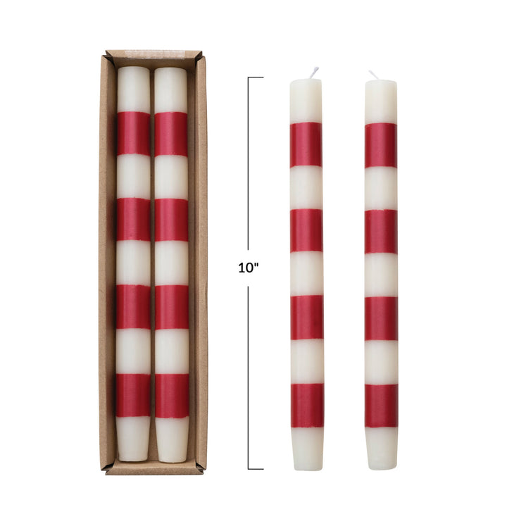 10"H Unscented Taper Candles w/ Stripes in Box, Set of 2 (Approximate Burn Time 15 Hours), view 4