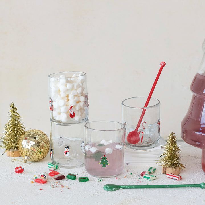 16 oz. Drinking Glass w/ Embedded Holiday Icon Pattern, 4 Styles, view 2