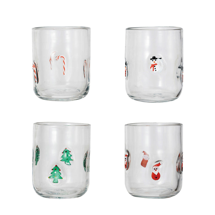16 oz. Drinking Glass w/ Embedded Holiday Icon Pattern, 4 Styles, view 4