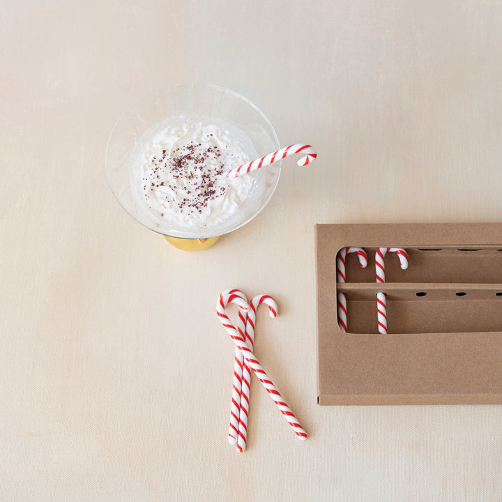 Glass Candy Cane Shaped Stir Sticks Boxed Set of 6, view 3