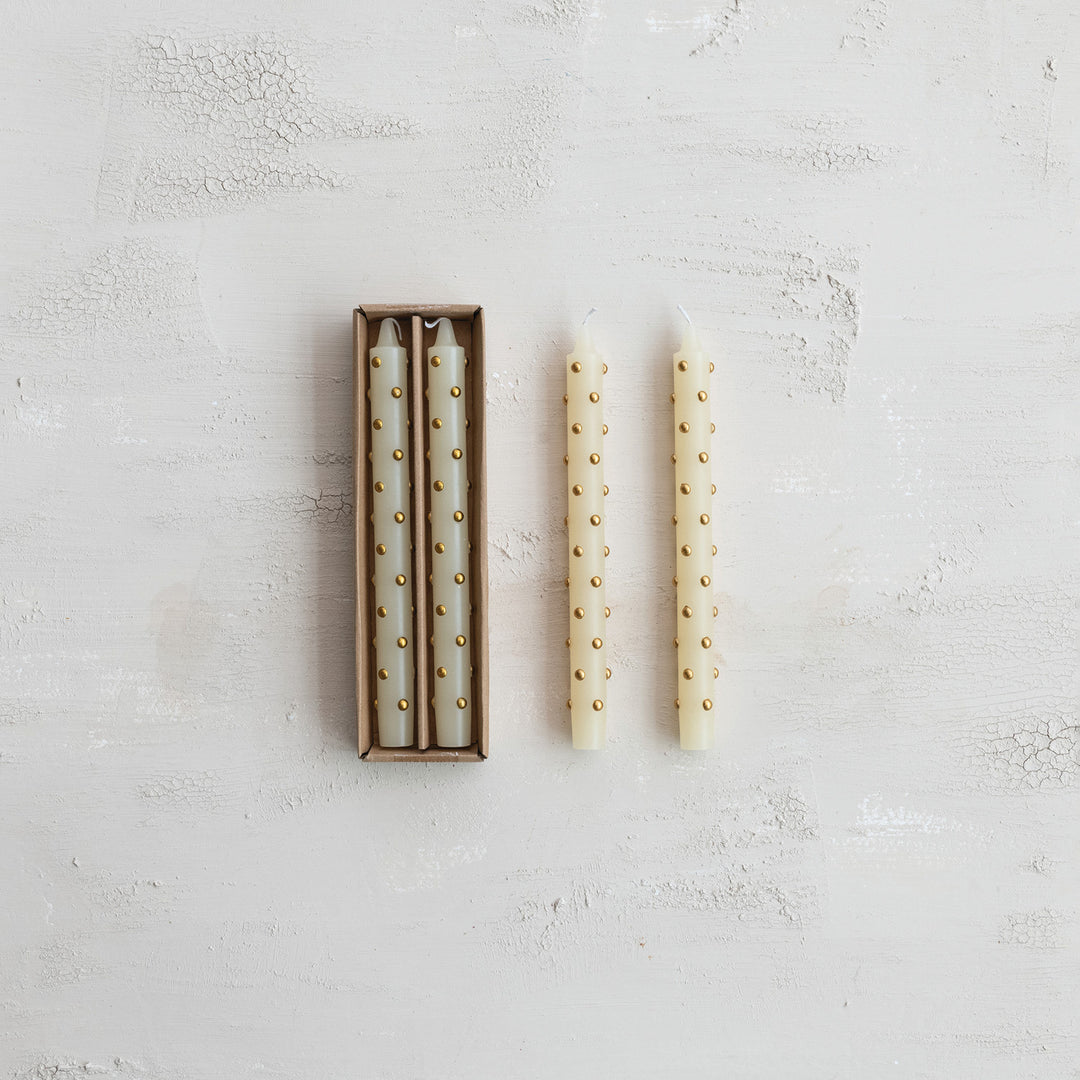 Unscented Taper Candles with 3D Dots in Box, Set of 2, view 3