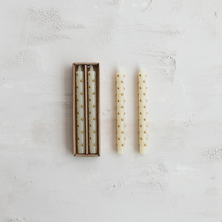 Unscented Taper Candles with 3D Dots in Box, Set of 2, view 3