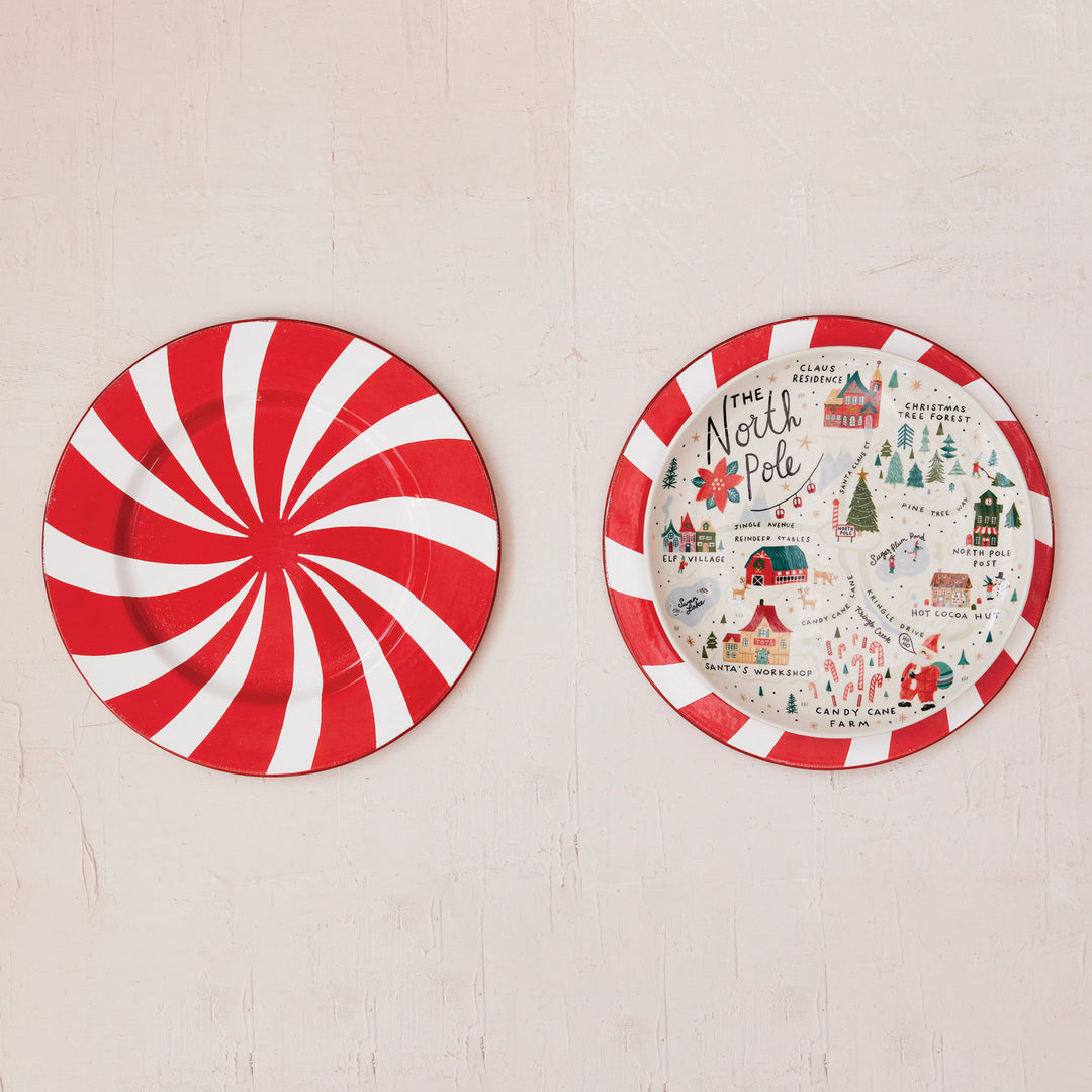 11" Round Stoneware Plate with North Pole Scene, Multi Color, view 2