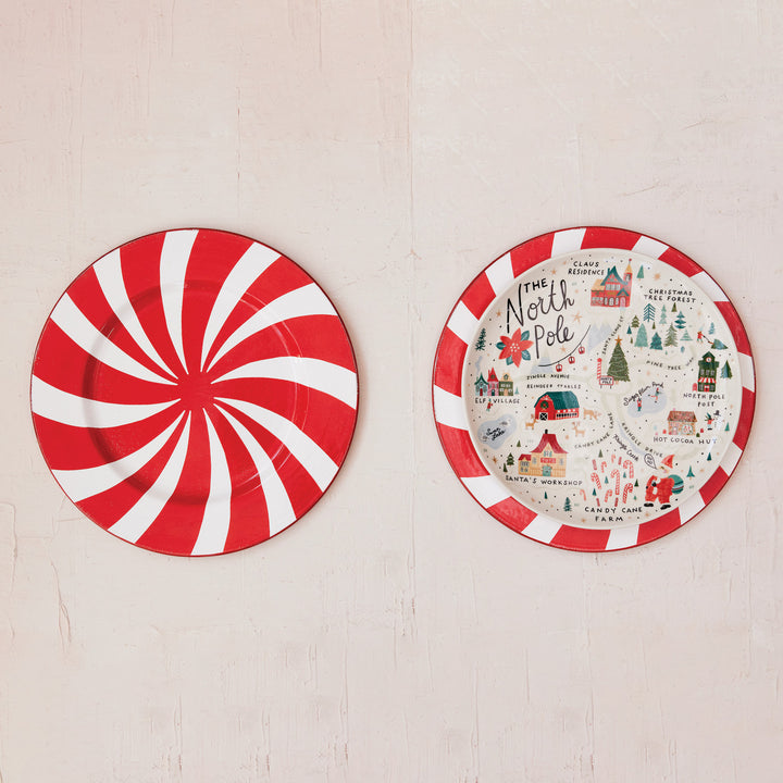 11" Round Stoneware Plate with North Pole Scene, Multi Color, view 2