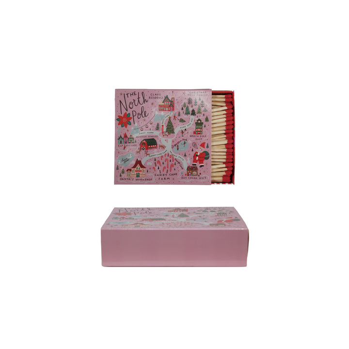 4-1/4"L Safety Matches in Matchbox with North Pole Scene