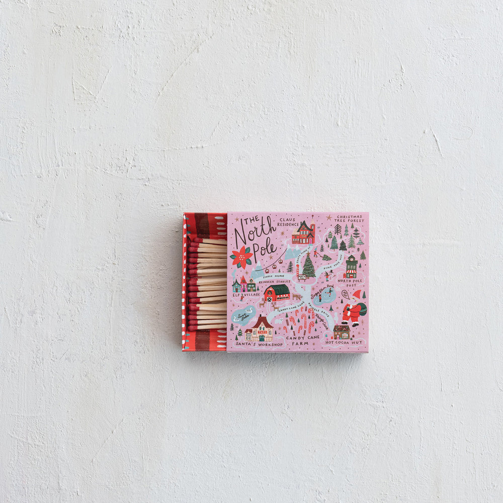 4-1/4"L Safety Matches in Matchbox with North Pole Scene, view 2