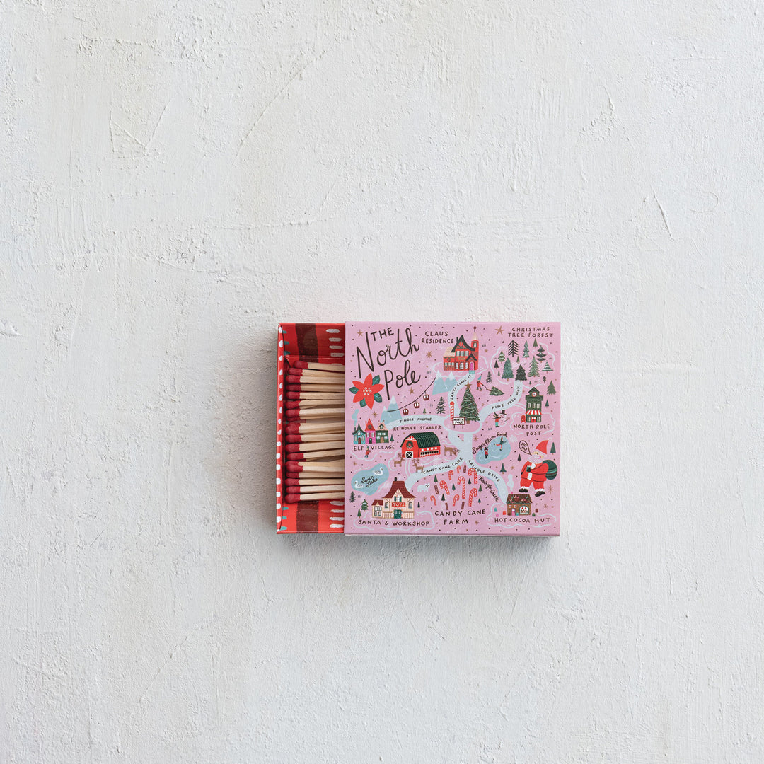 4-1/4"L Safety Matches in Matchbox with North Pole Scene, view 2